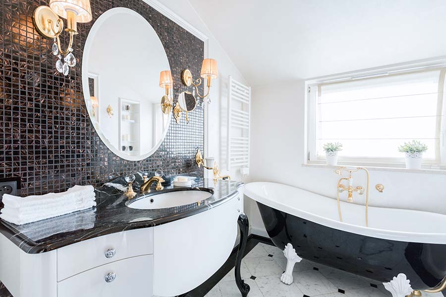incredible black and gold master bathroom remodel