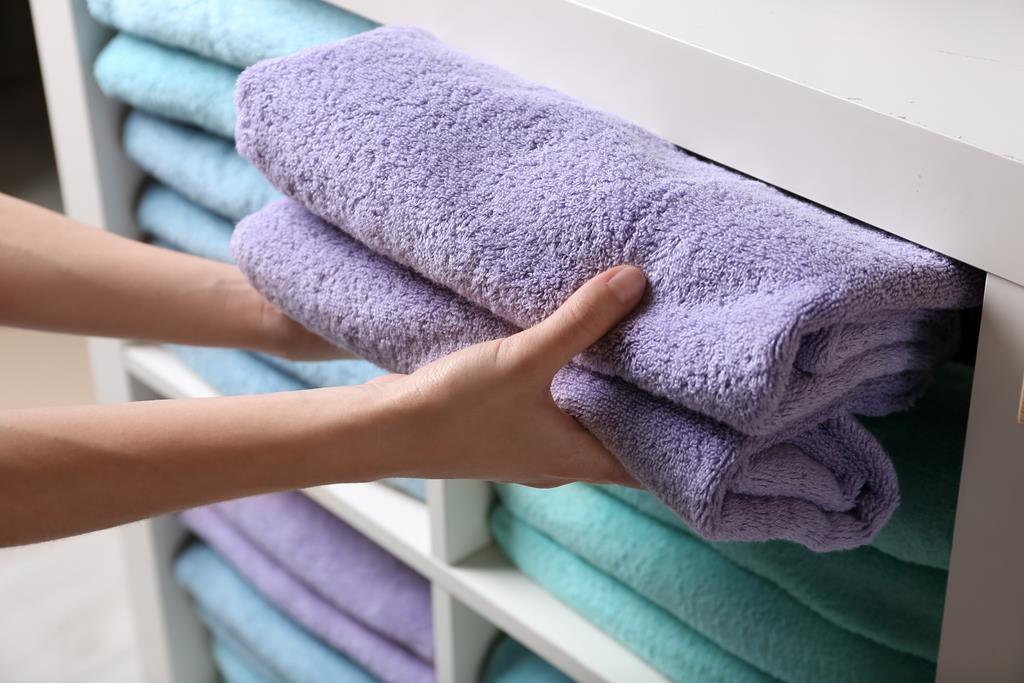 built-in storage for towels